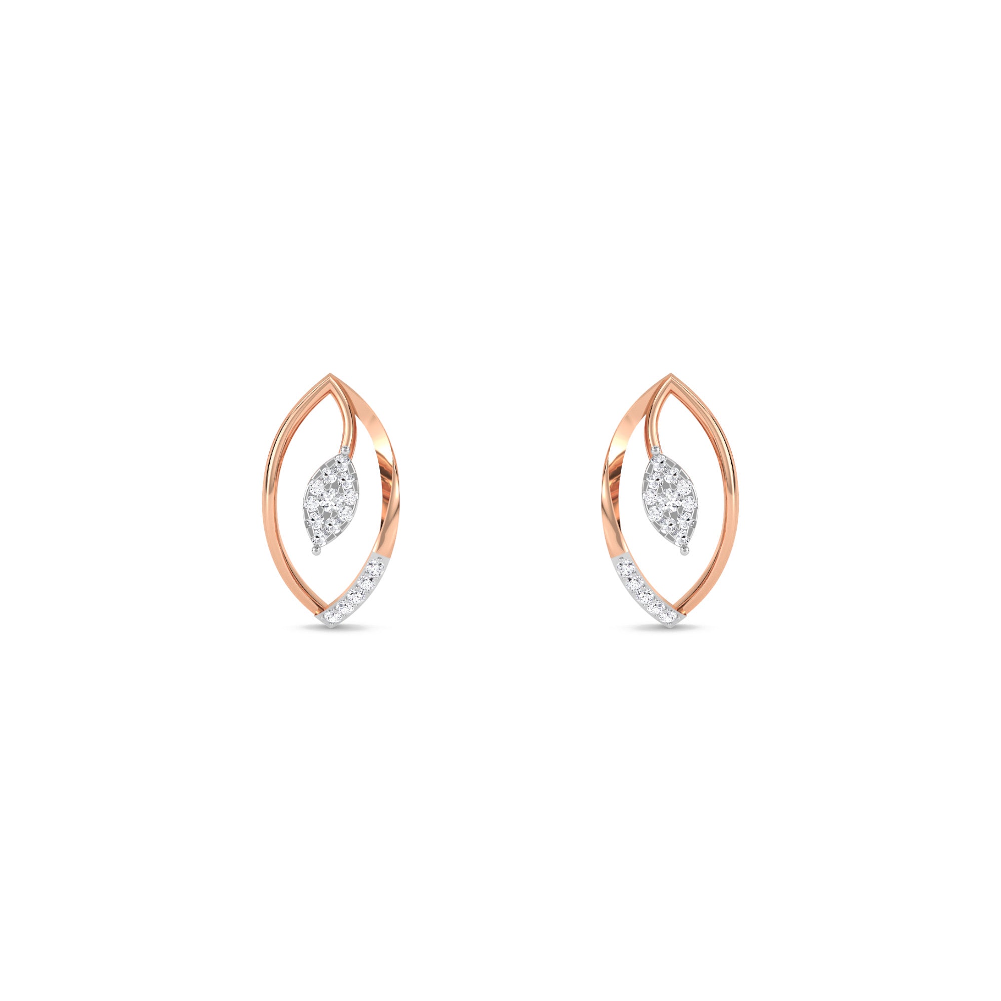 Marquise Shped Leaf Diamond Studs Earrings