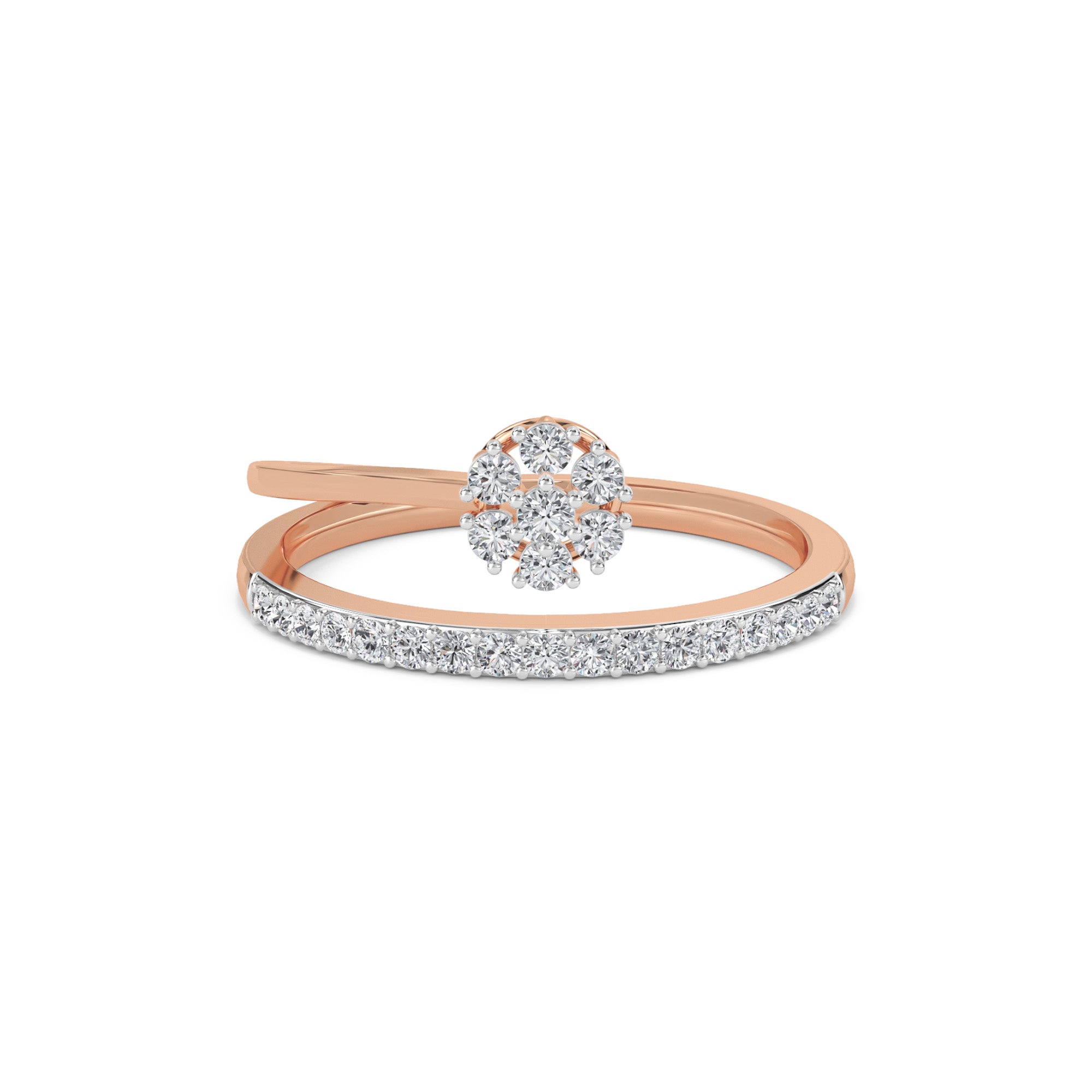 Natural Double Band Flower Diamond Ring