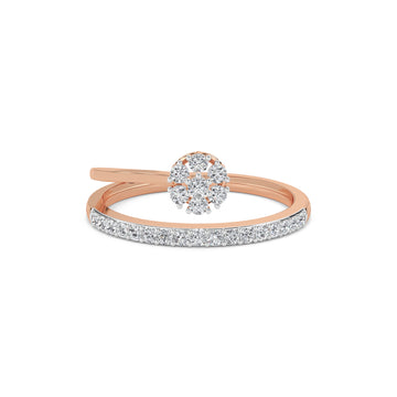 Natural Double Band Flower Diamond Ring