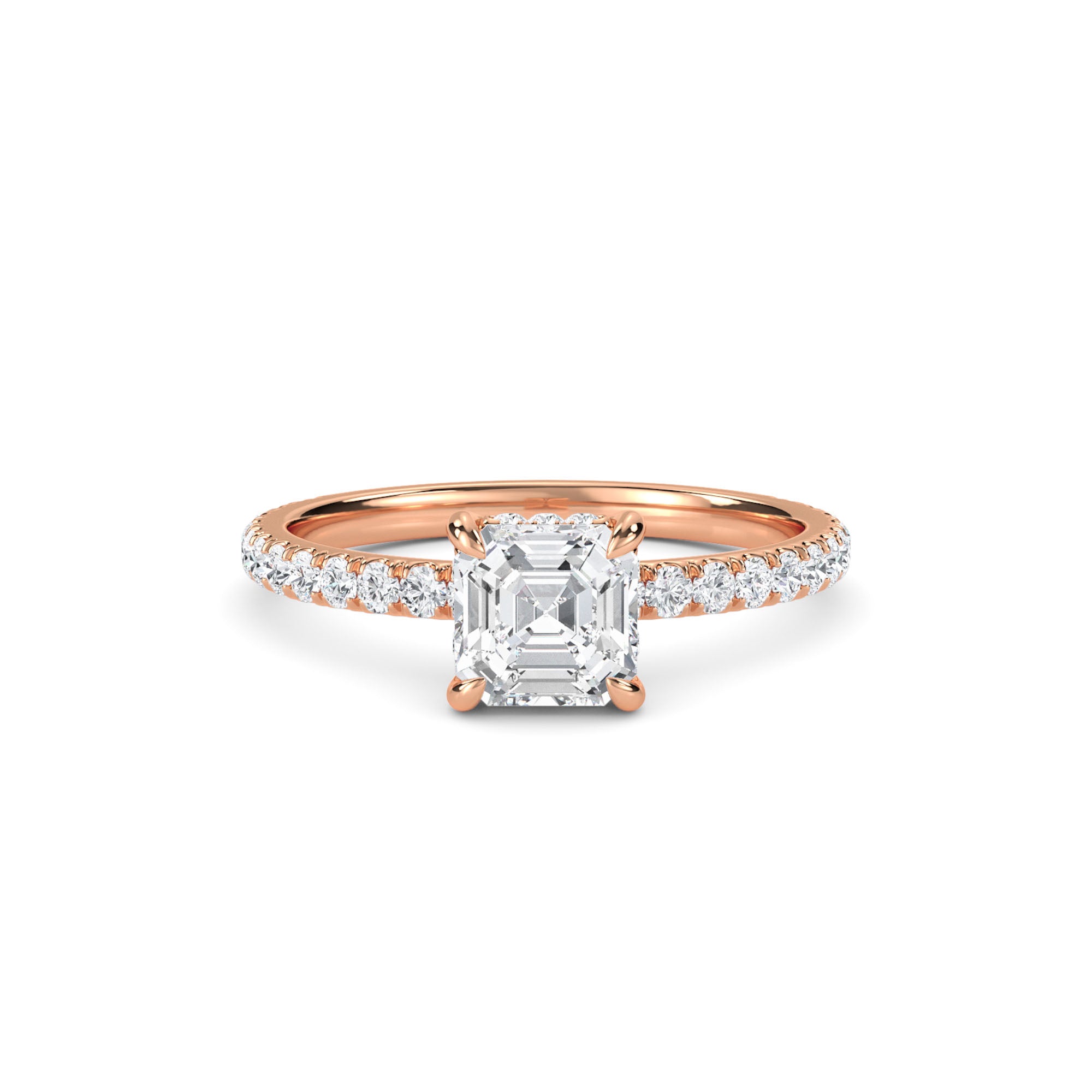 Sparkle Asscher Cut Hidden Halo Bridal Ring