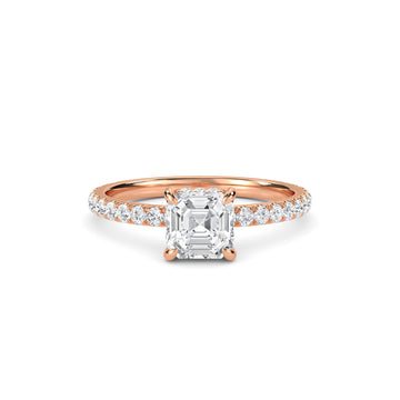 Sparkle Asscher Cut Hidden Halo Bridal Ring