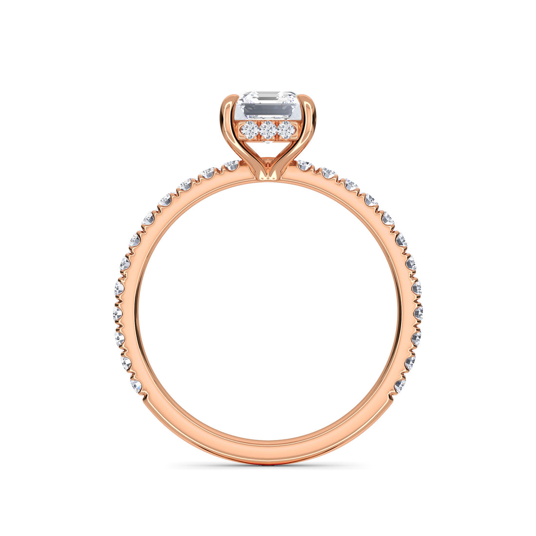 Sparkle Asscher Cut Hidden Halo Bridal Ring