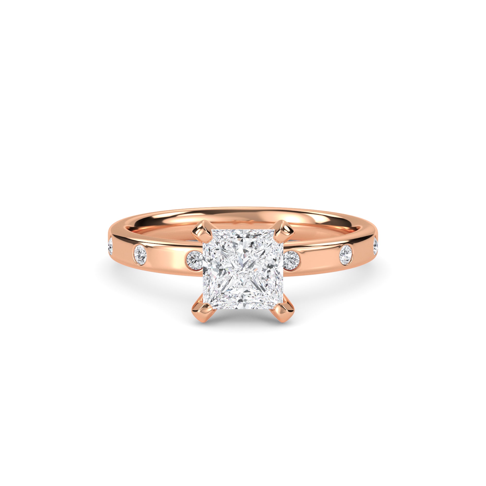 Charming Four Prong Princess Lab Grown Diamond Ring