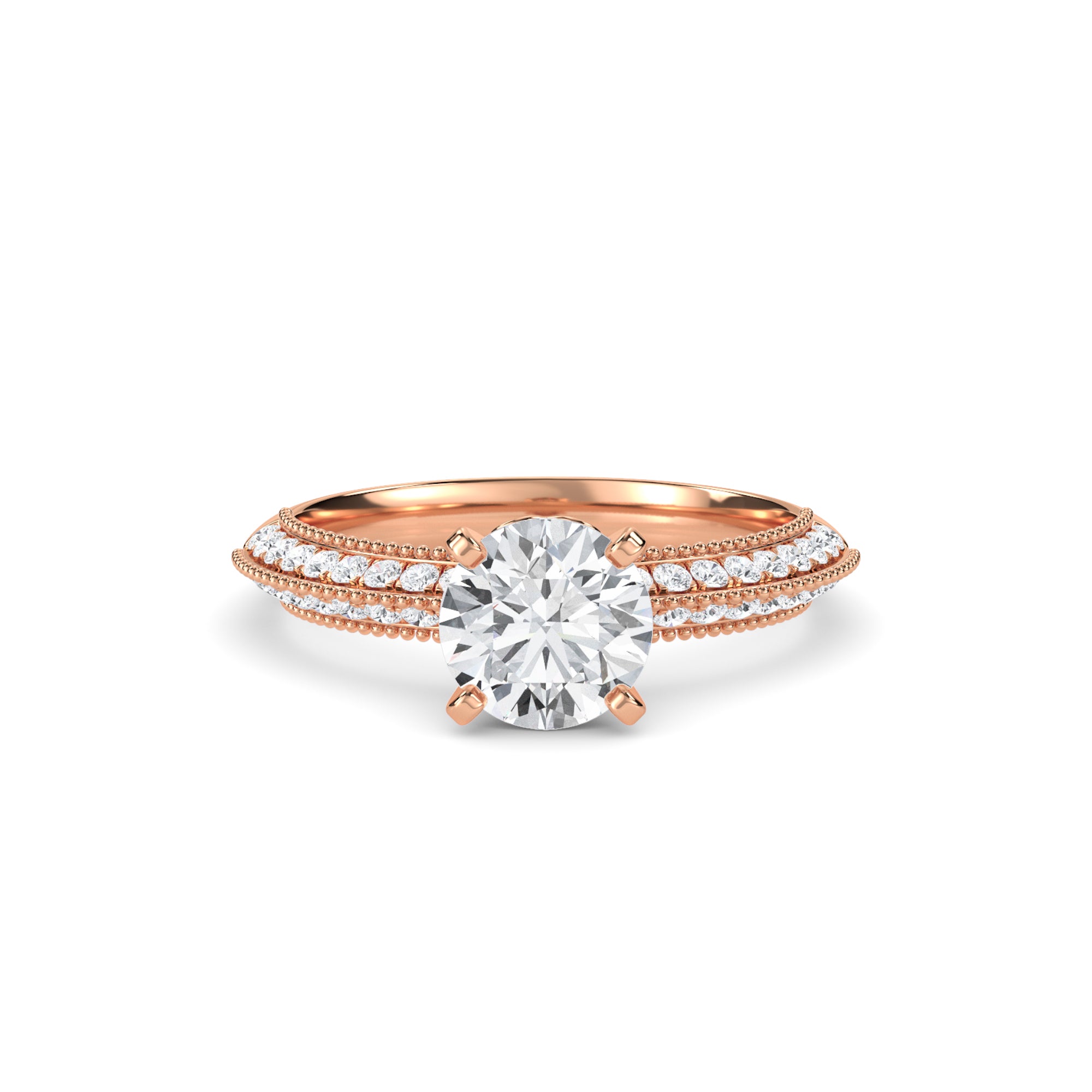 Exquisite Round Diamond Milgrain Set Ring