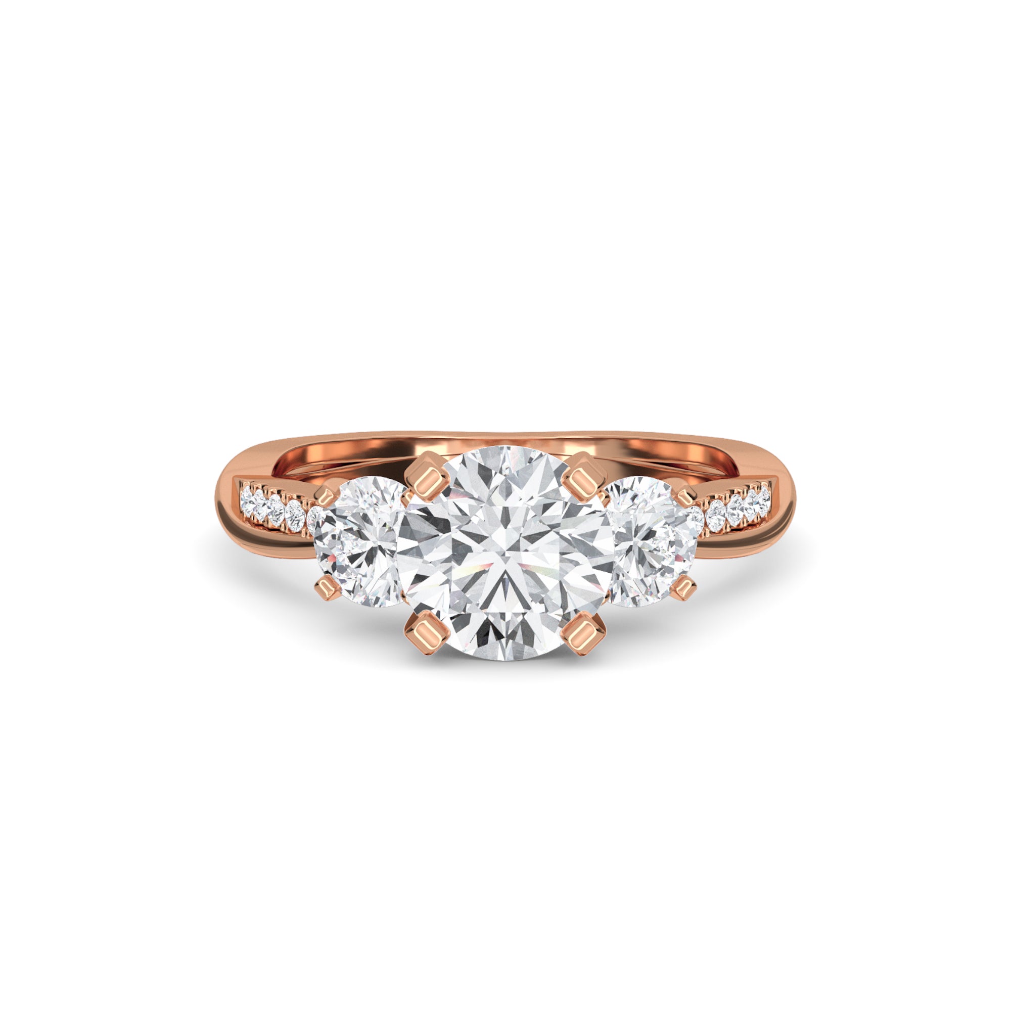 Genuine Three Stone Twisted Band Diamond Ring