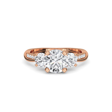 Genuine Three Stone Twisted Band Diamond Ring