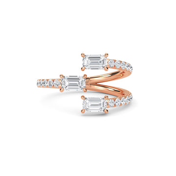 Open Bypass Style Baguette Diamond Dainty Band