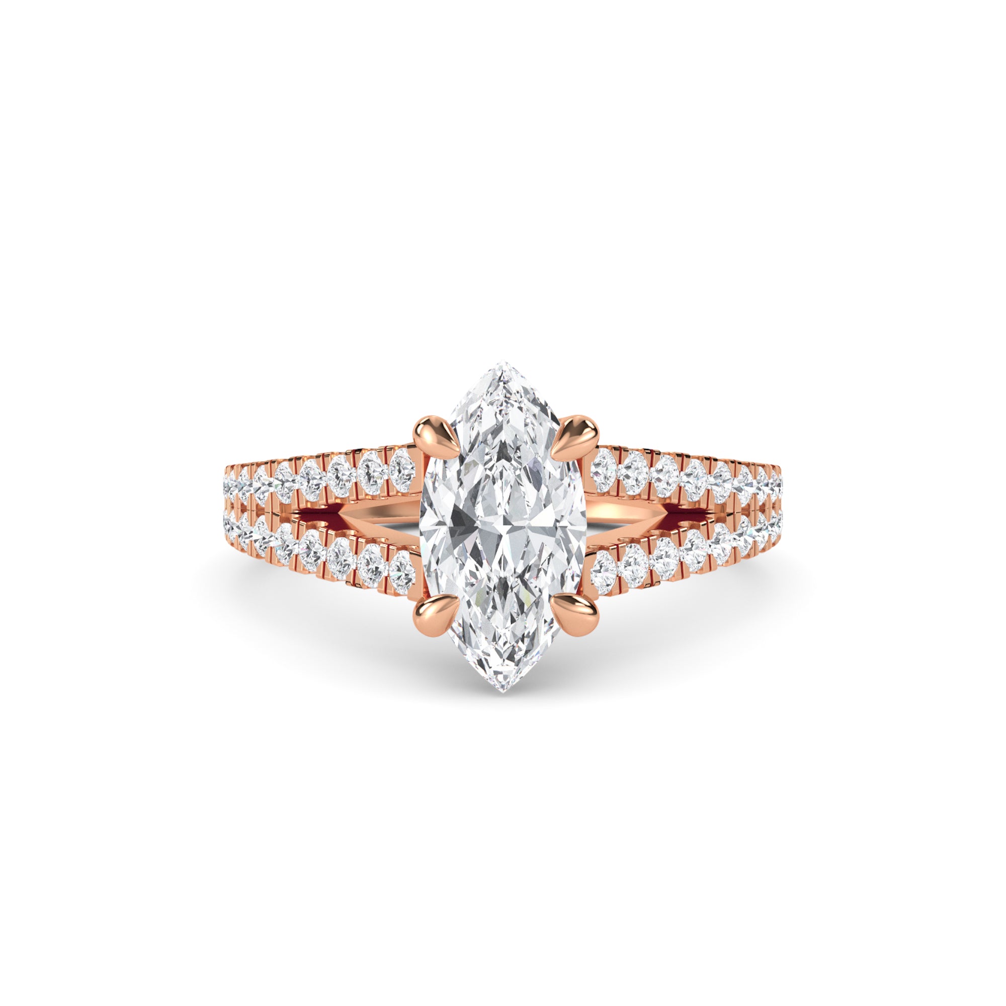 Regal Pave Split Shank Marquise Diamond Ring
