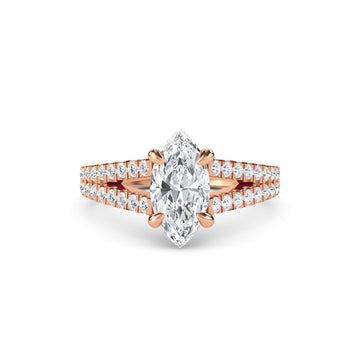 Regal Pave Split Shank Marquise Diamond Ring
