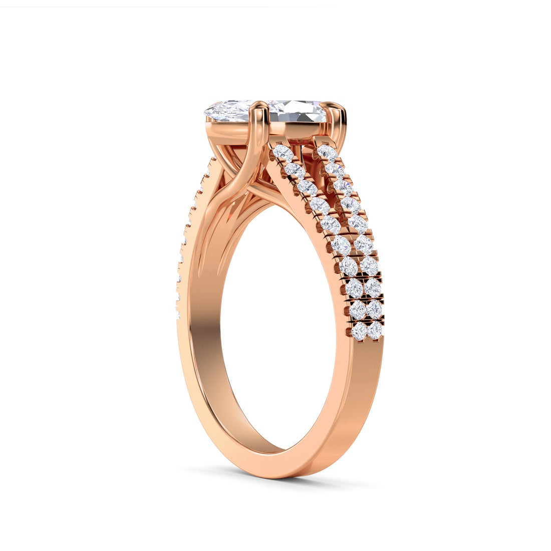 Regal Pave Split Shank Marquise Diamond Ring