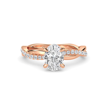 Oval Cut Twisty Band Art Deco Ring For Bridal