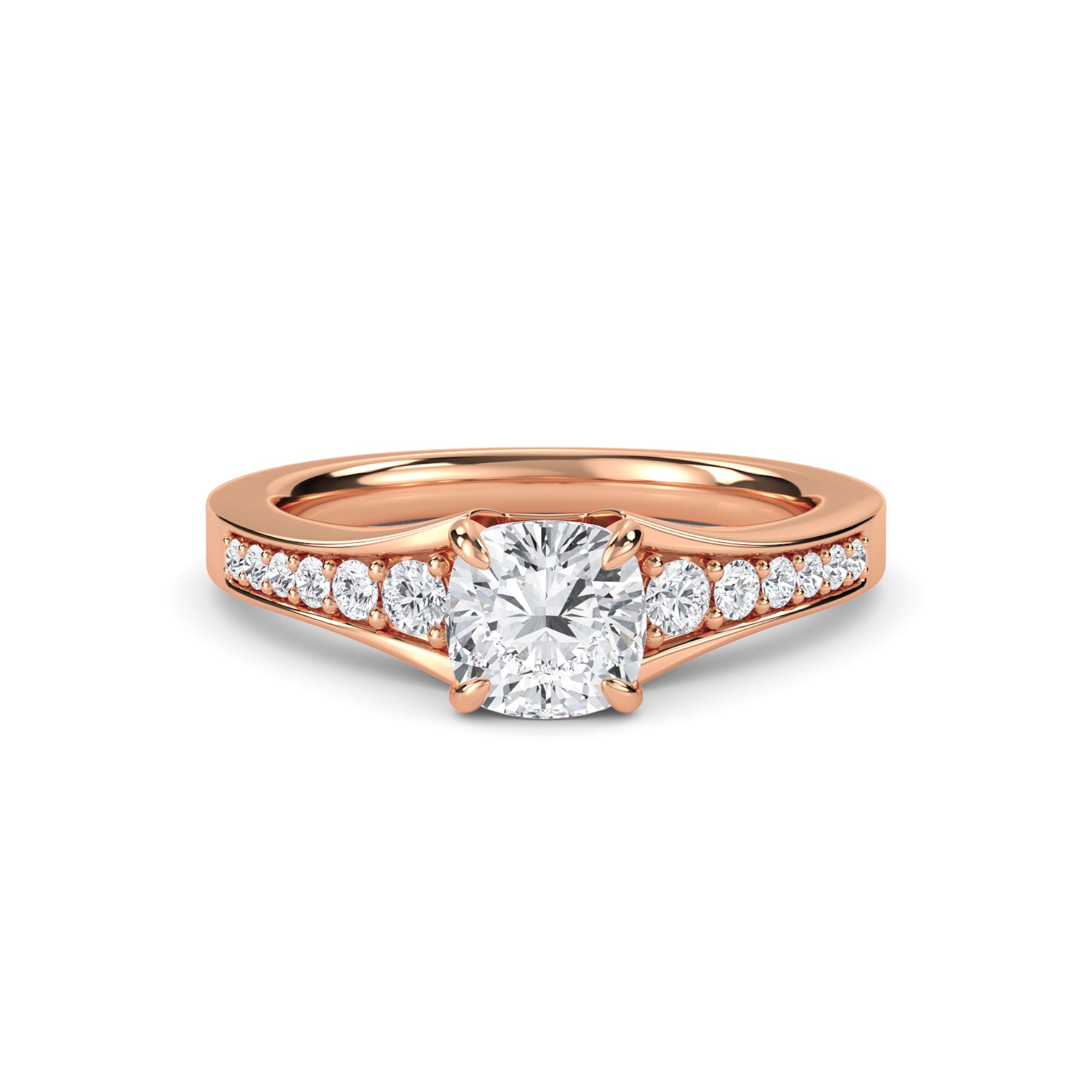 Classic Cushion Diamond Solitaire With Accent Ring