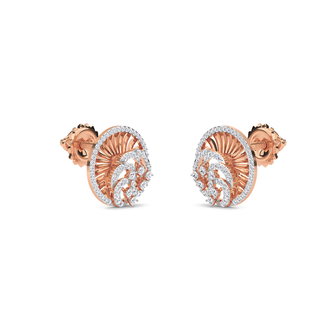 Charming Diamond Cluster Swirl Studs Earrings