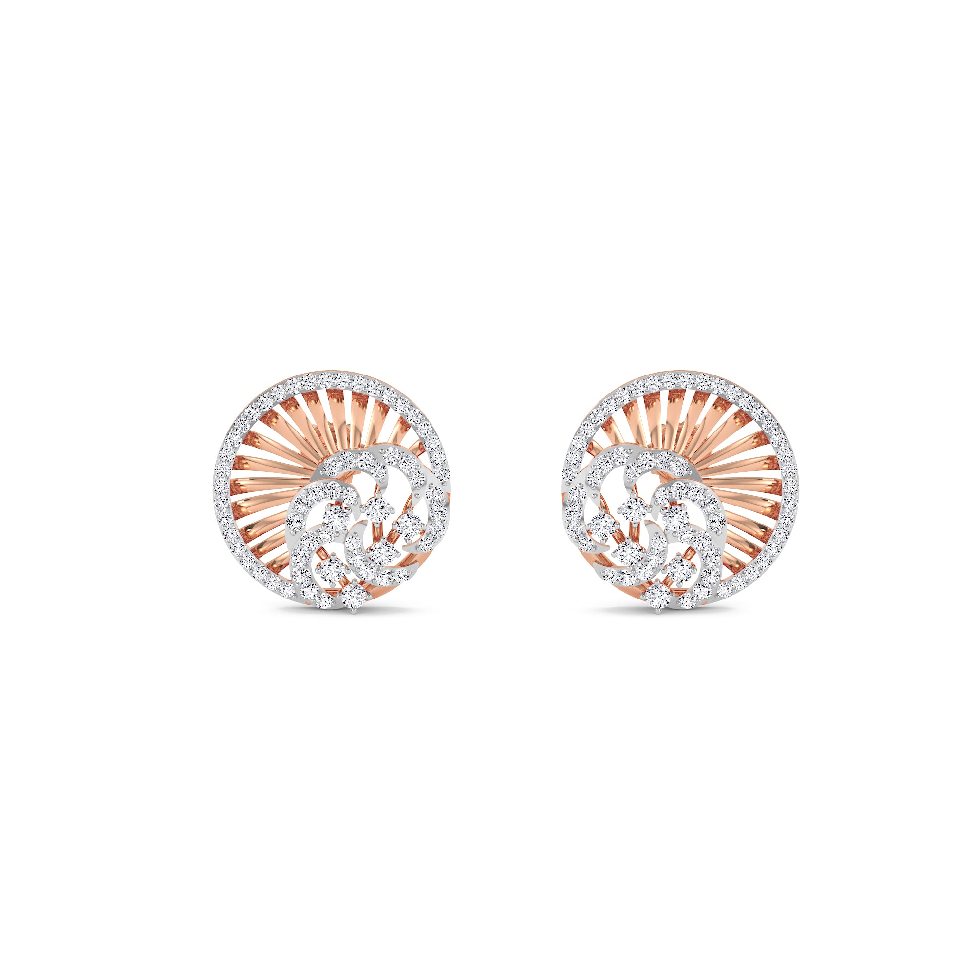 Charming Diamond Cluster Swirl Studs Earrings