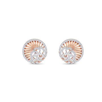 Charming Diamond Cluster Swirl Studs Earrings