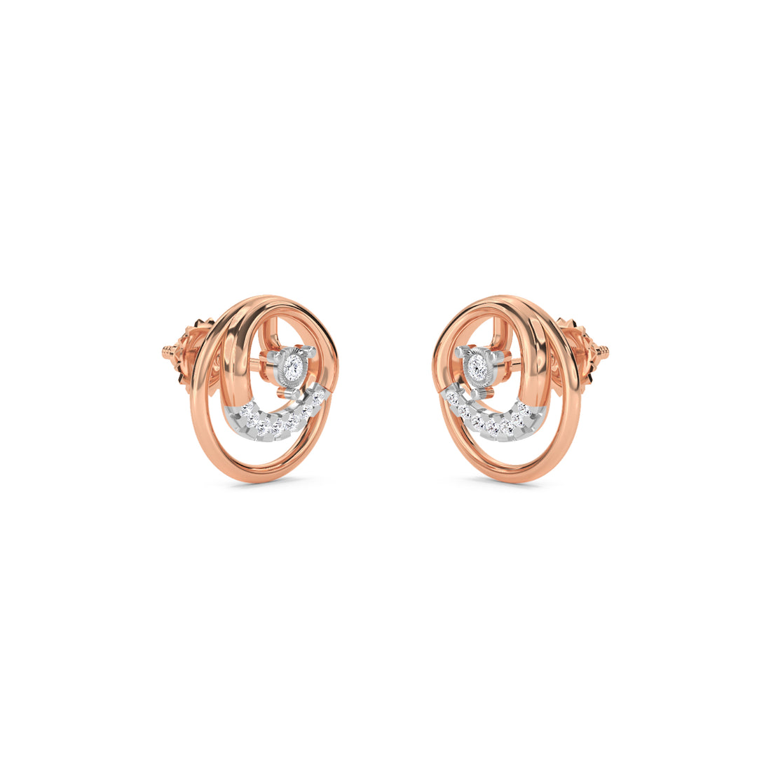 Concentric Circles Diamond Studs For Her