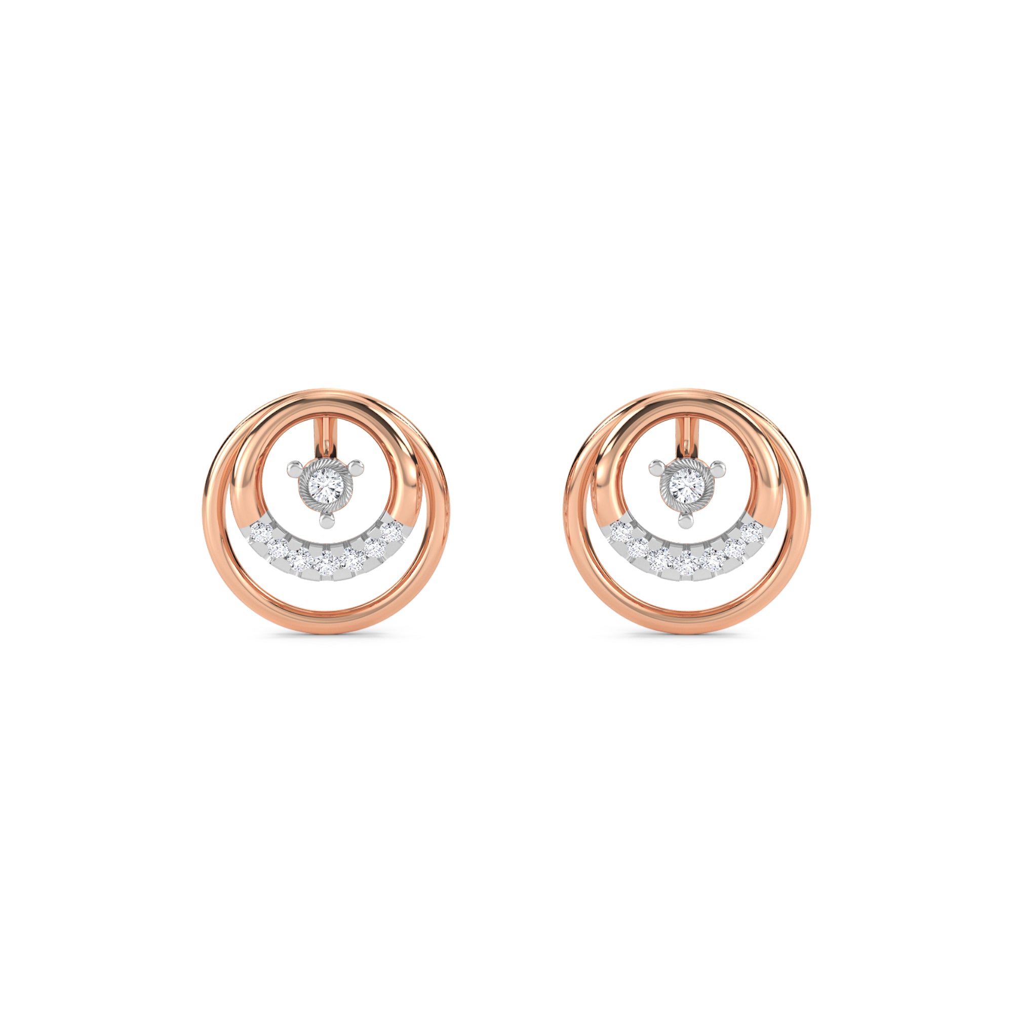 Concentric Circles Diamond Studs For Her