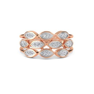 Vintage Style Tri Row Diamond Cluster Ring