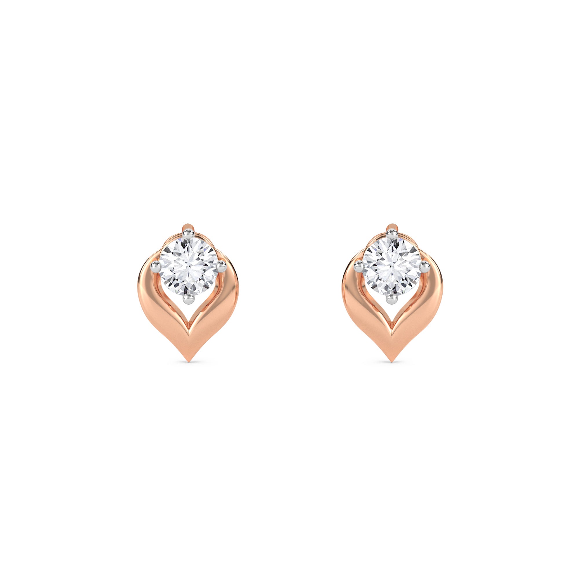 Timeless Round Diamond Leaf Studs Earrings
