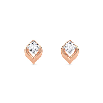 Timeless Round Diamond Leaf Studs Earrings
