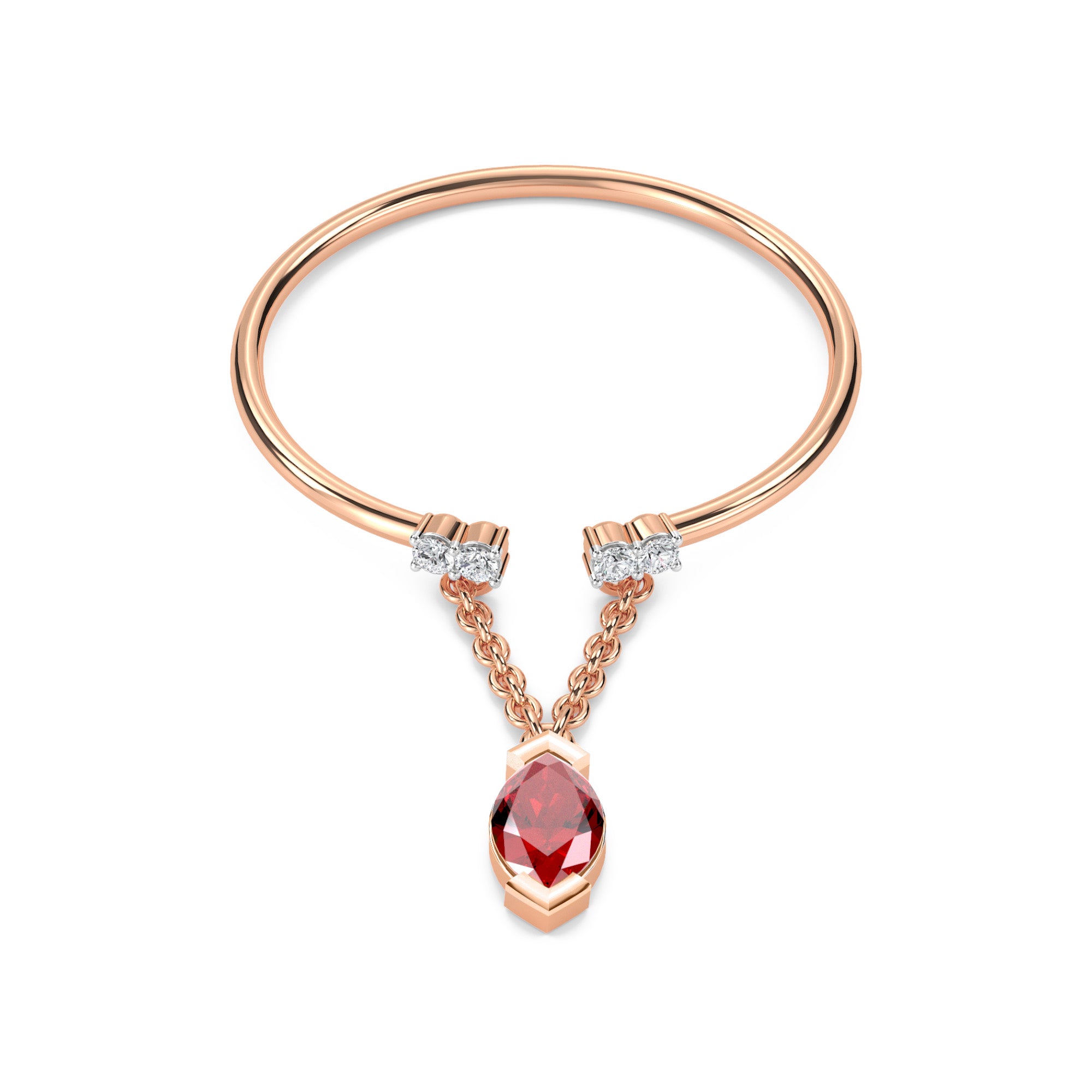 Latest Garnet Marquise Cut Diamond Ring