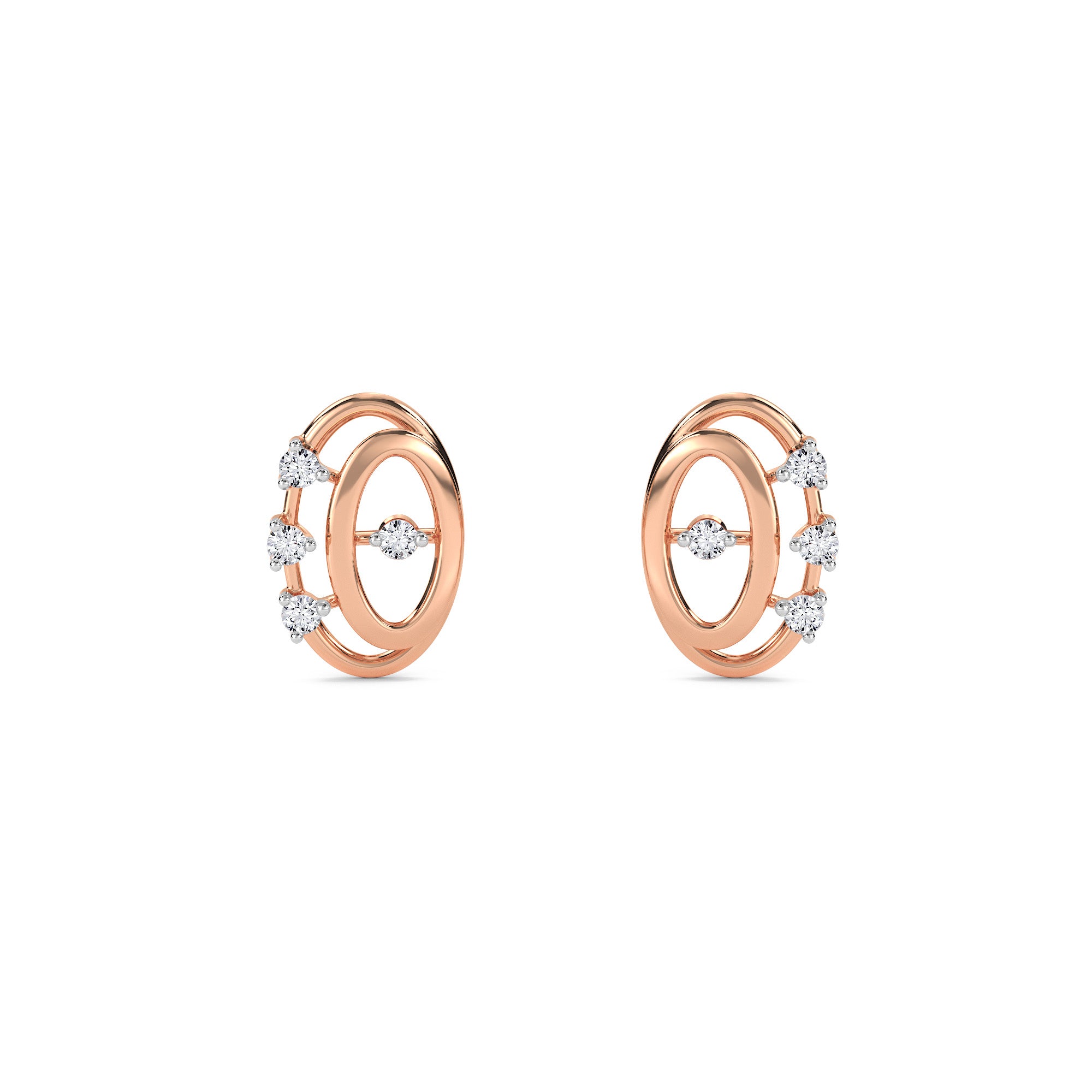 Oval Shaped Diamond Studs Earrings