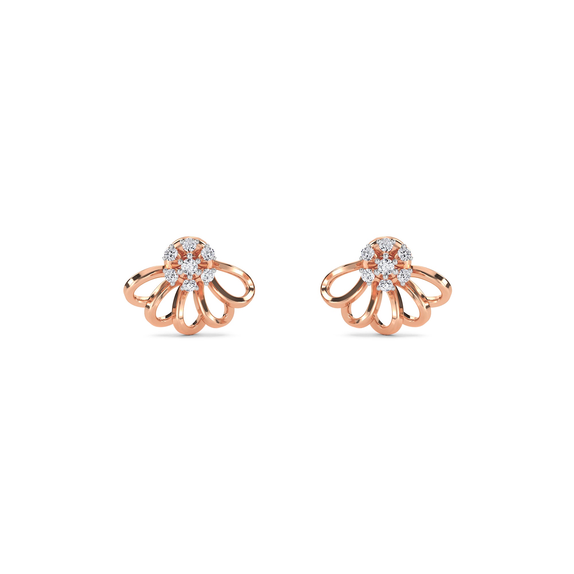 Modern Half Flower Design Studs Earrings
