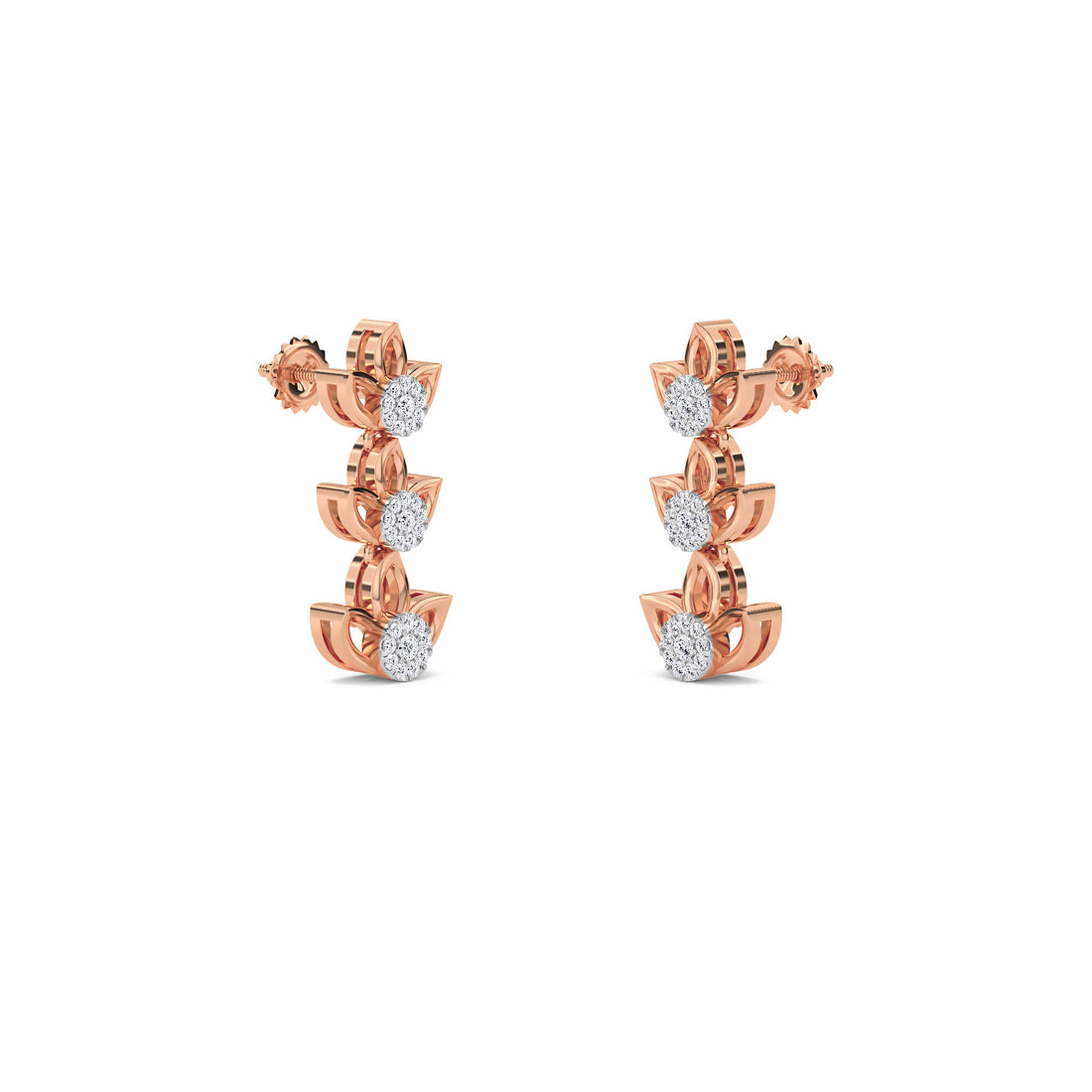 Designer Trio Step Leaf Style Bar Earrings