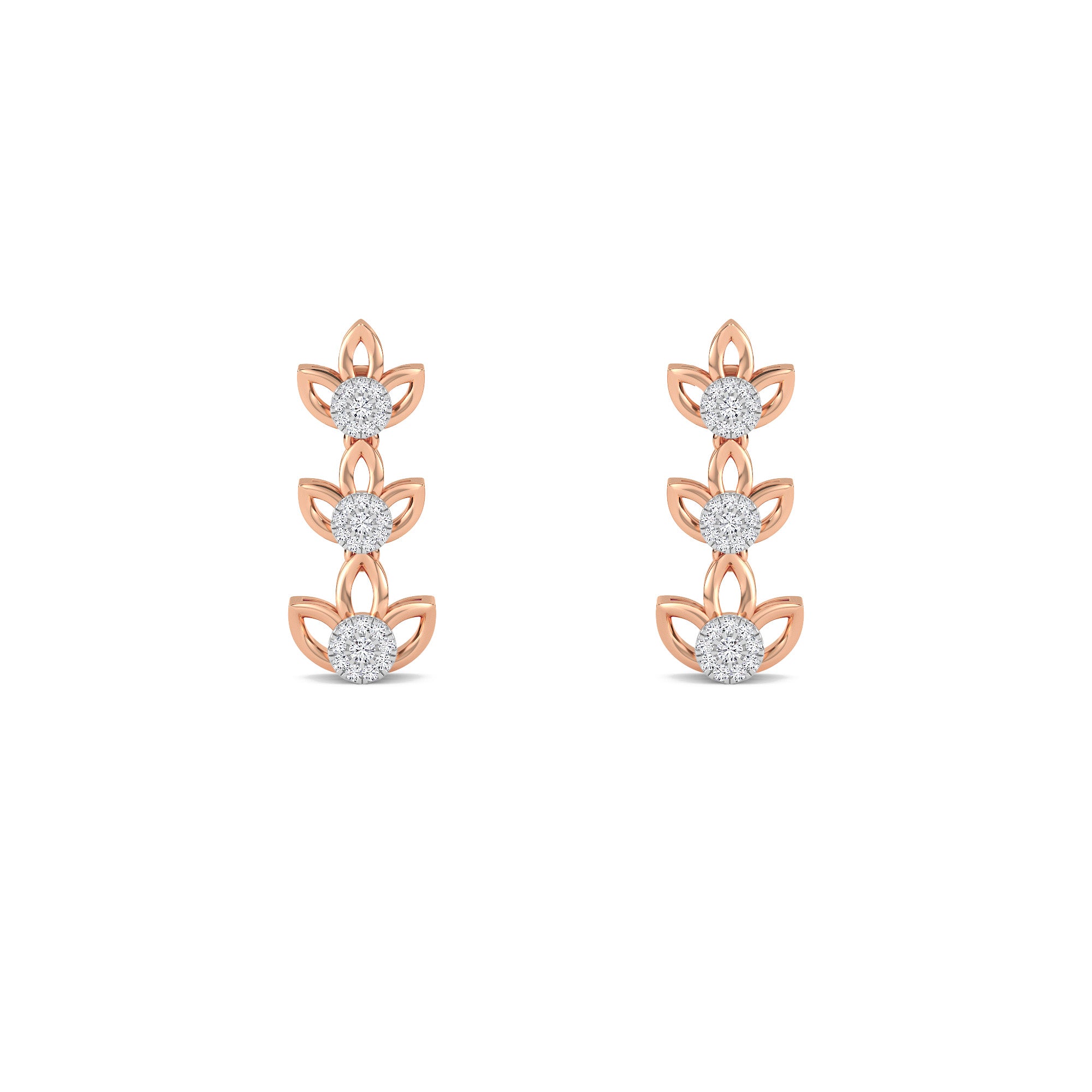 Designer Trio Step Leaf Style Bar Earrings