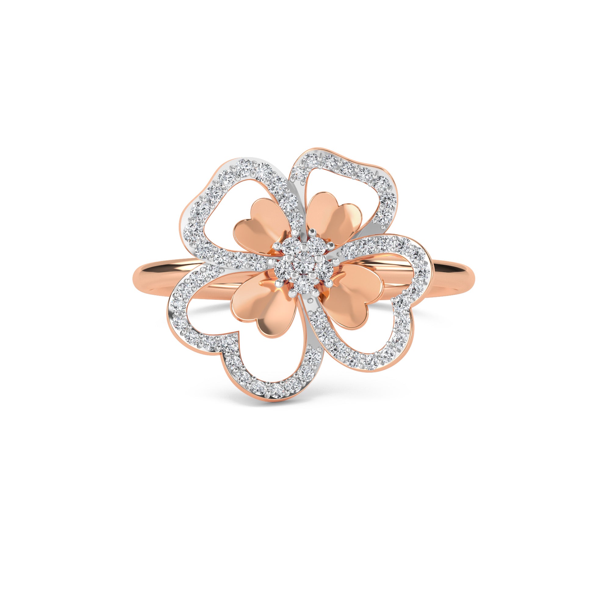 Designer Yellow Gold Diamond Floret Ring