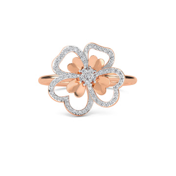 Designer Yellow Gold Diamond Floret Ring