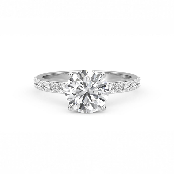 Classic Round Solitaire Pavé Diamond Ring (Silver) - image 1