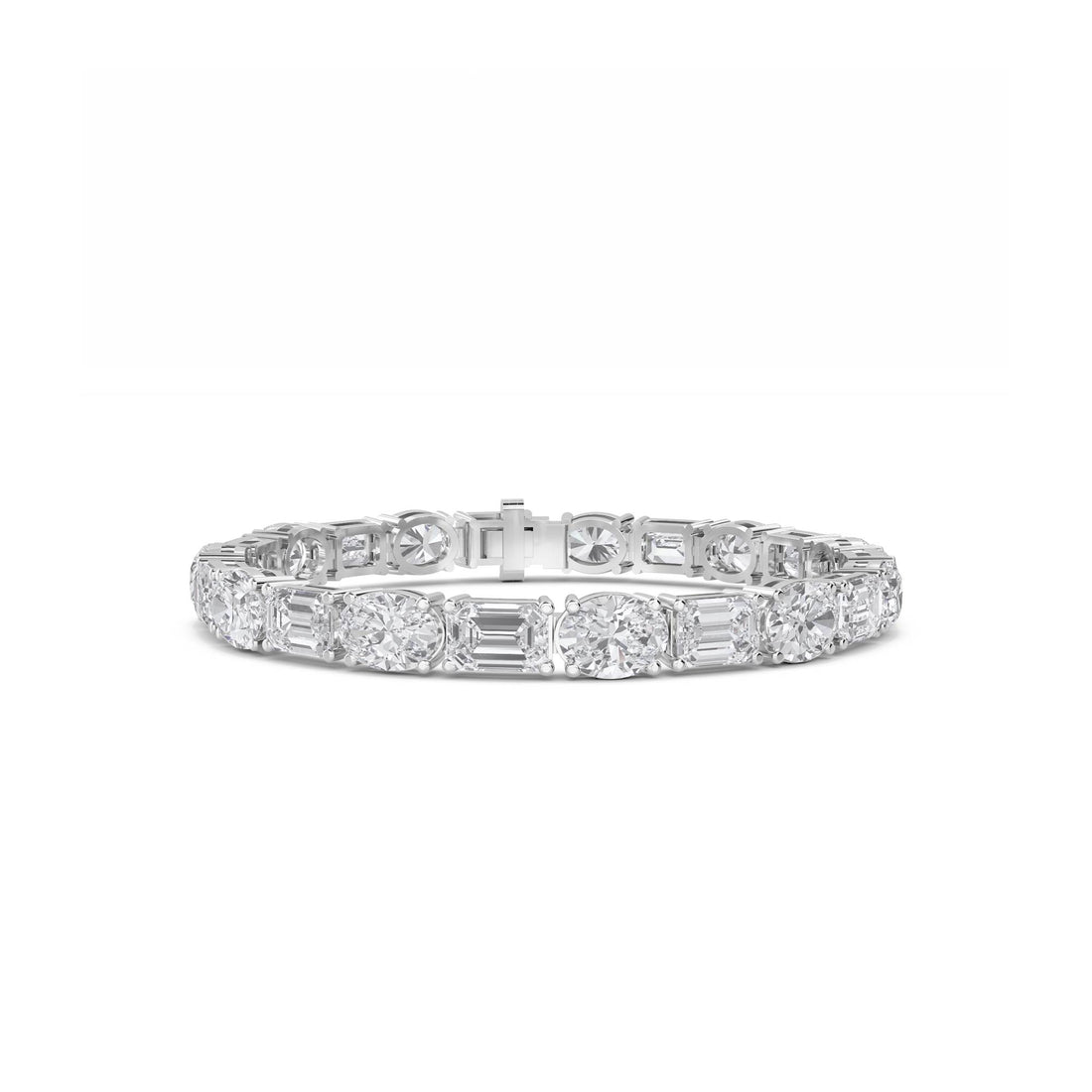 Oval & Emerald Cut Lab Grown Diamond Tennis Bracelet (Silver) - image 1