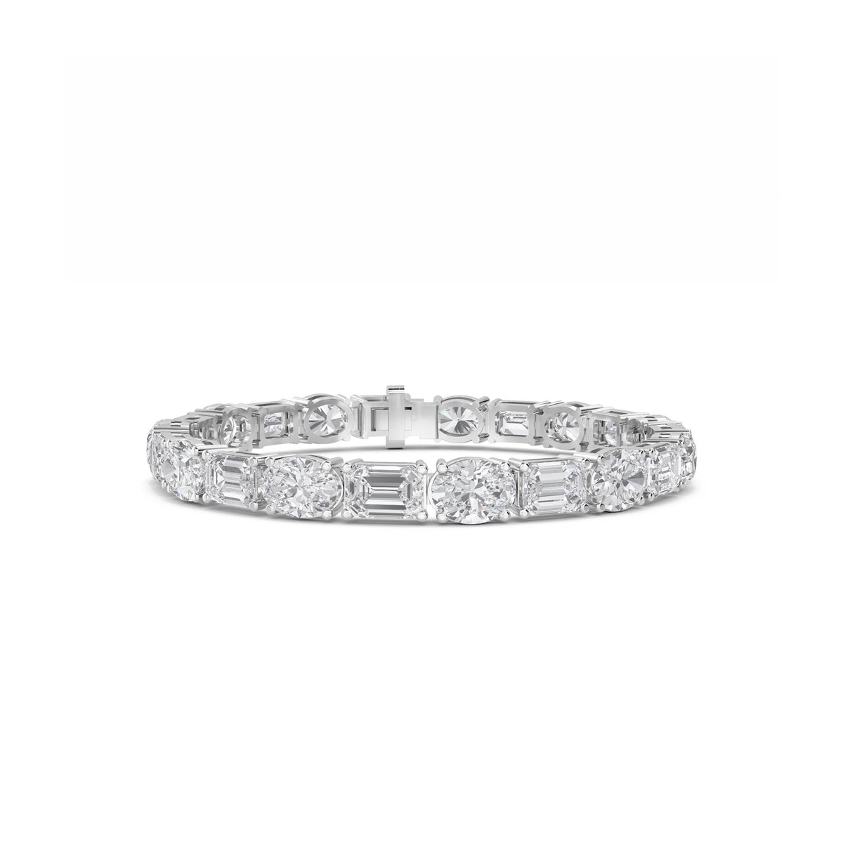 Oval & Emerald Cut Lab Grown Diamond Tennis Bracelet (Silver) - image 1