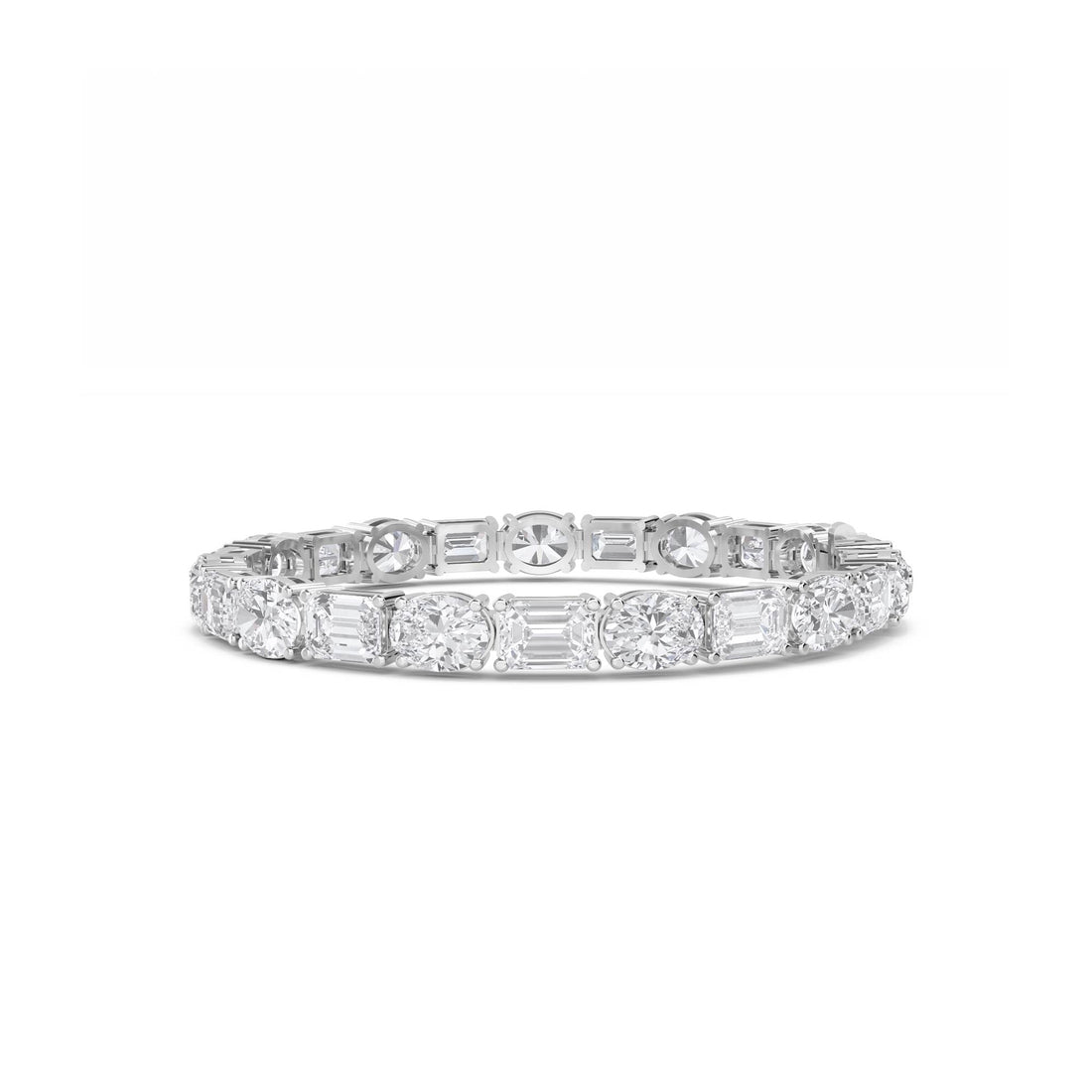 Oval & Emerald Cut Lab Grown Diamond Tennis Bracelet (Silver)