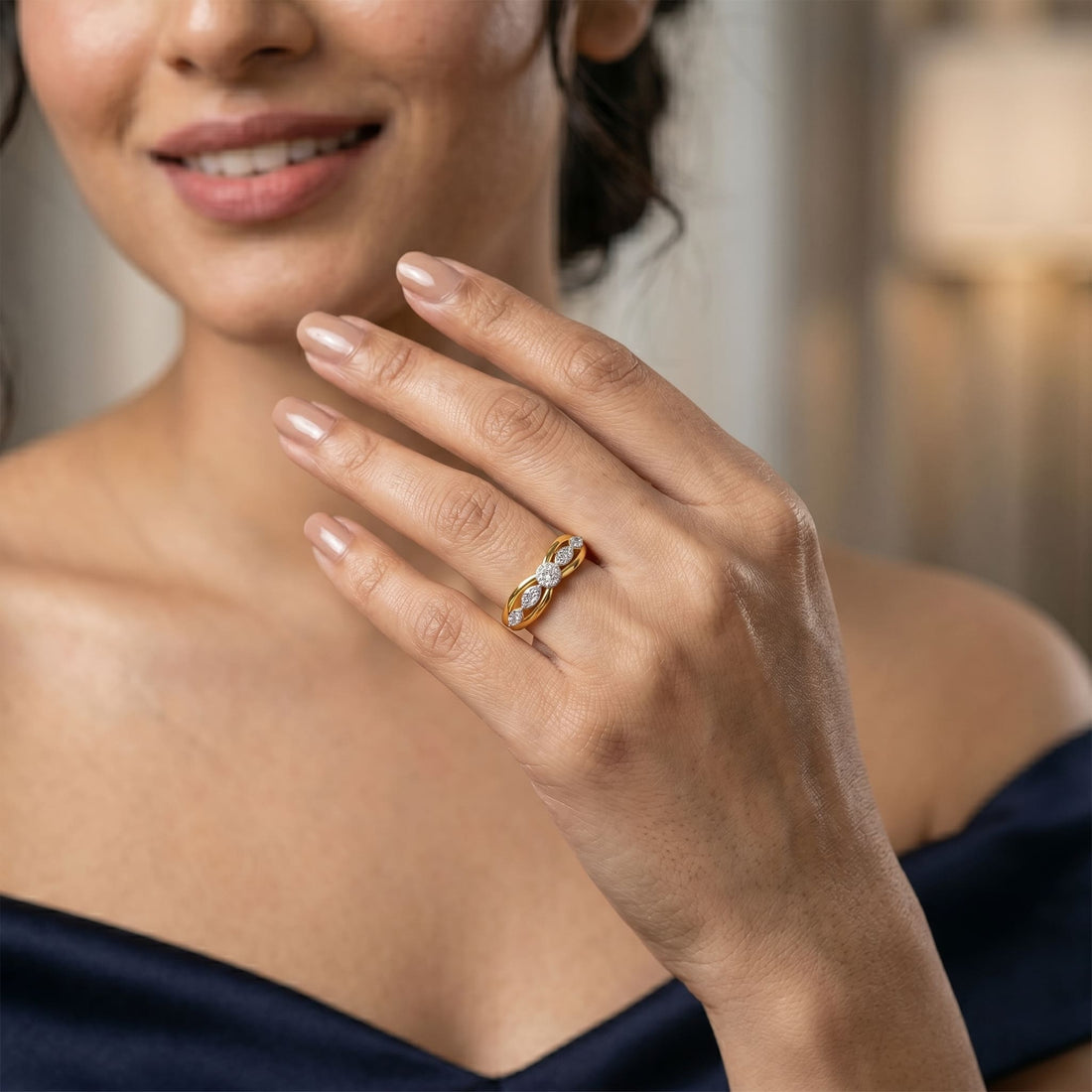 Groovy Diamond Stackable Open Wedding Band