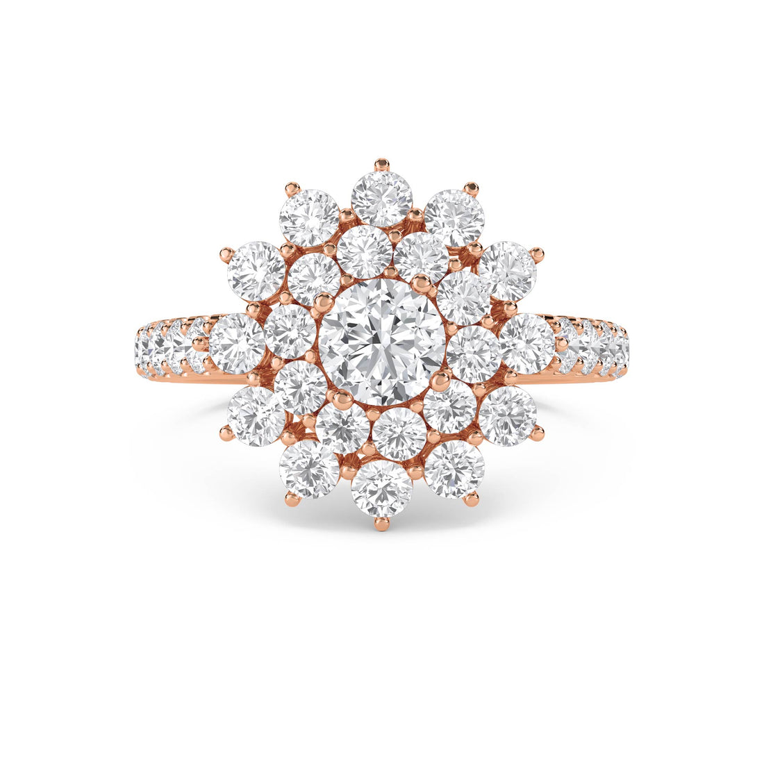 Round Lab Grown Diamond Cluster Halo Ring