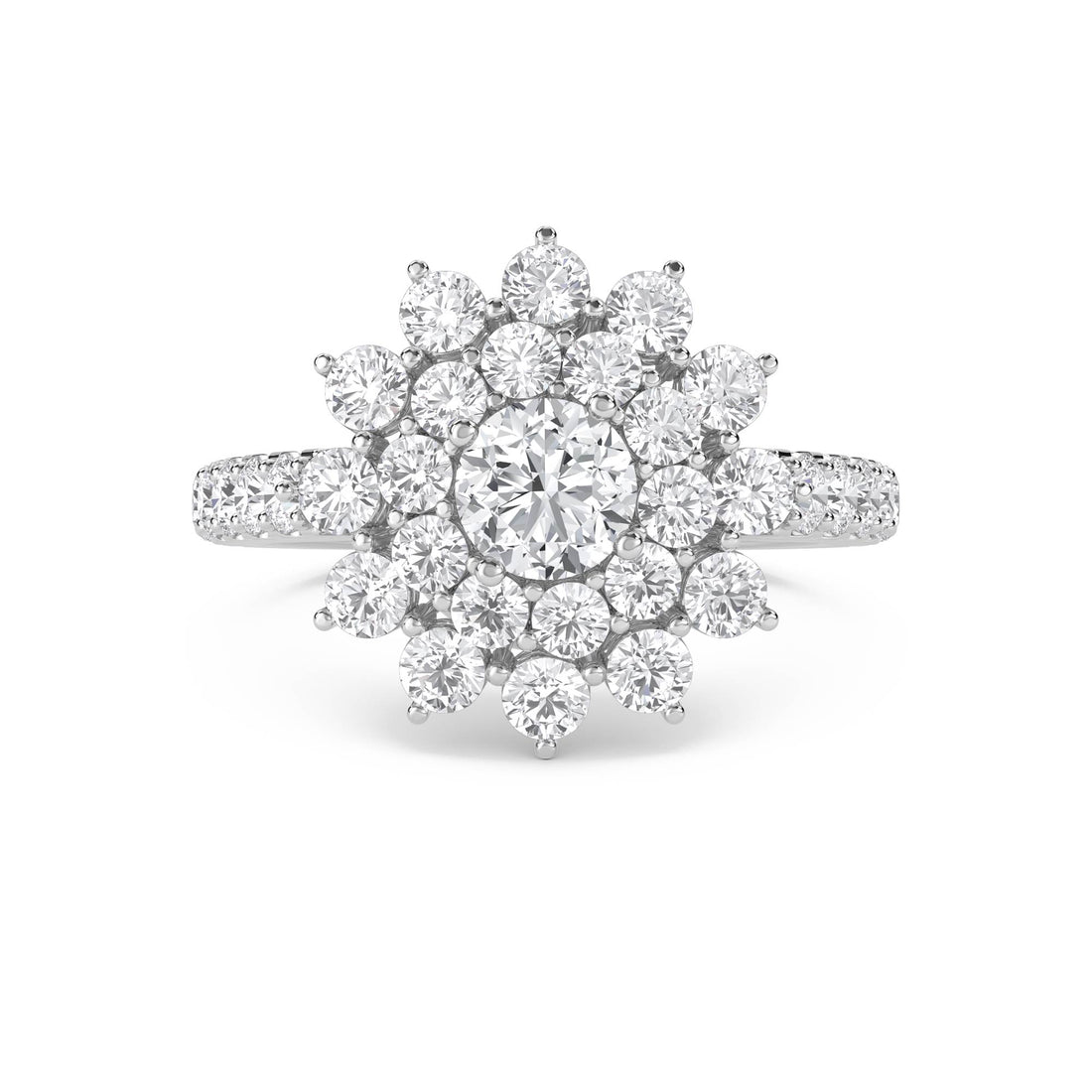 Round Lab Grown Diamond Cluster Halo Ring