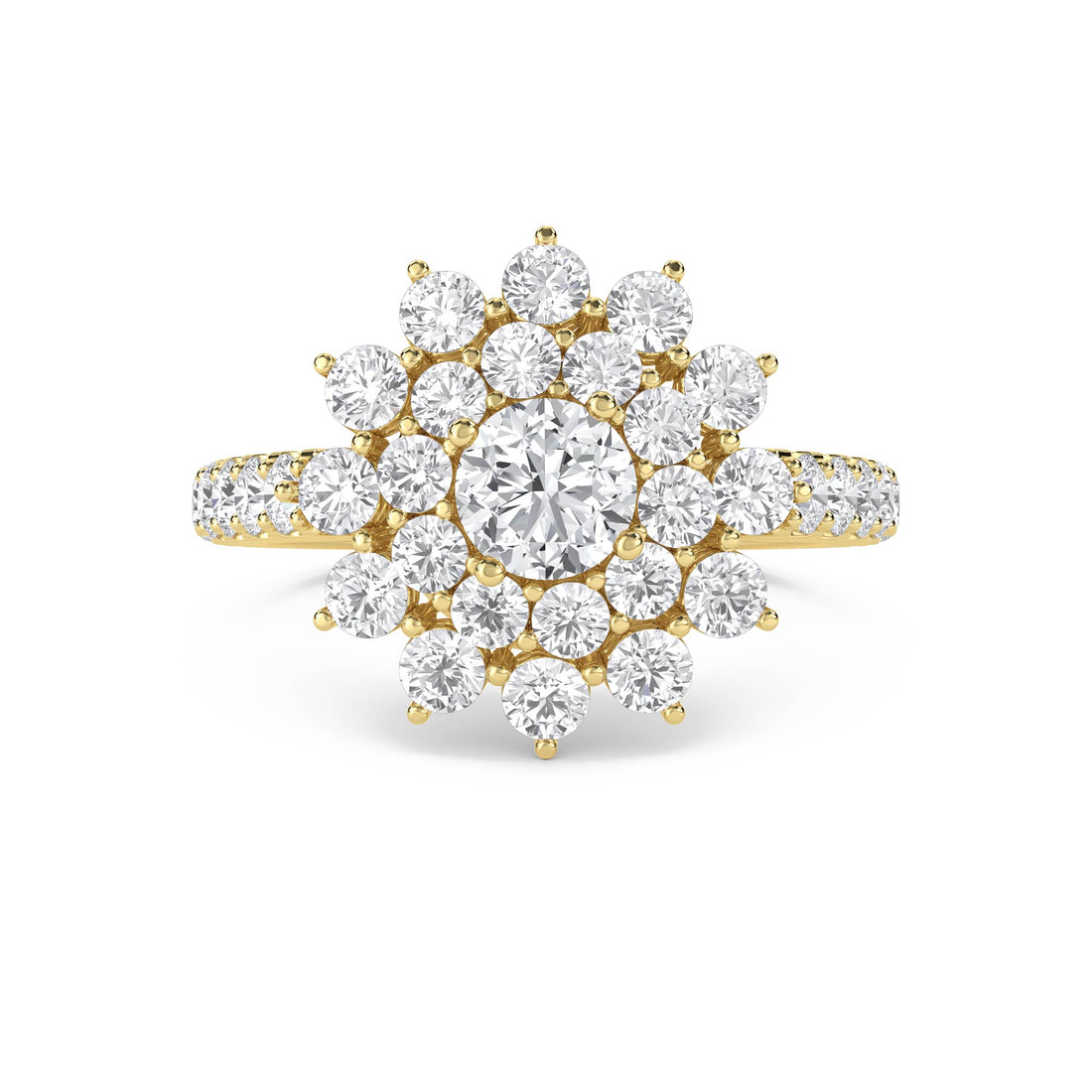 Round Lab Grown Diamond Cluster Halo Ring