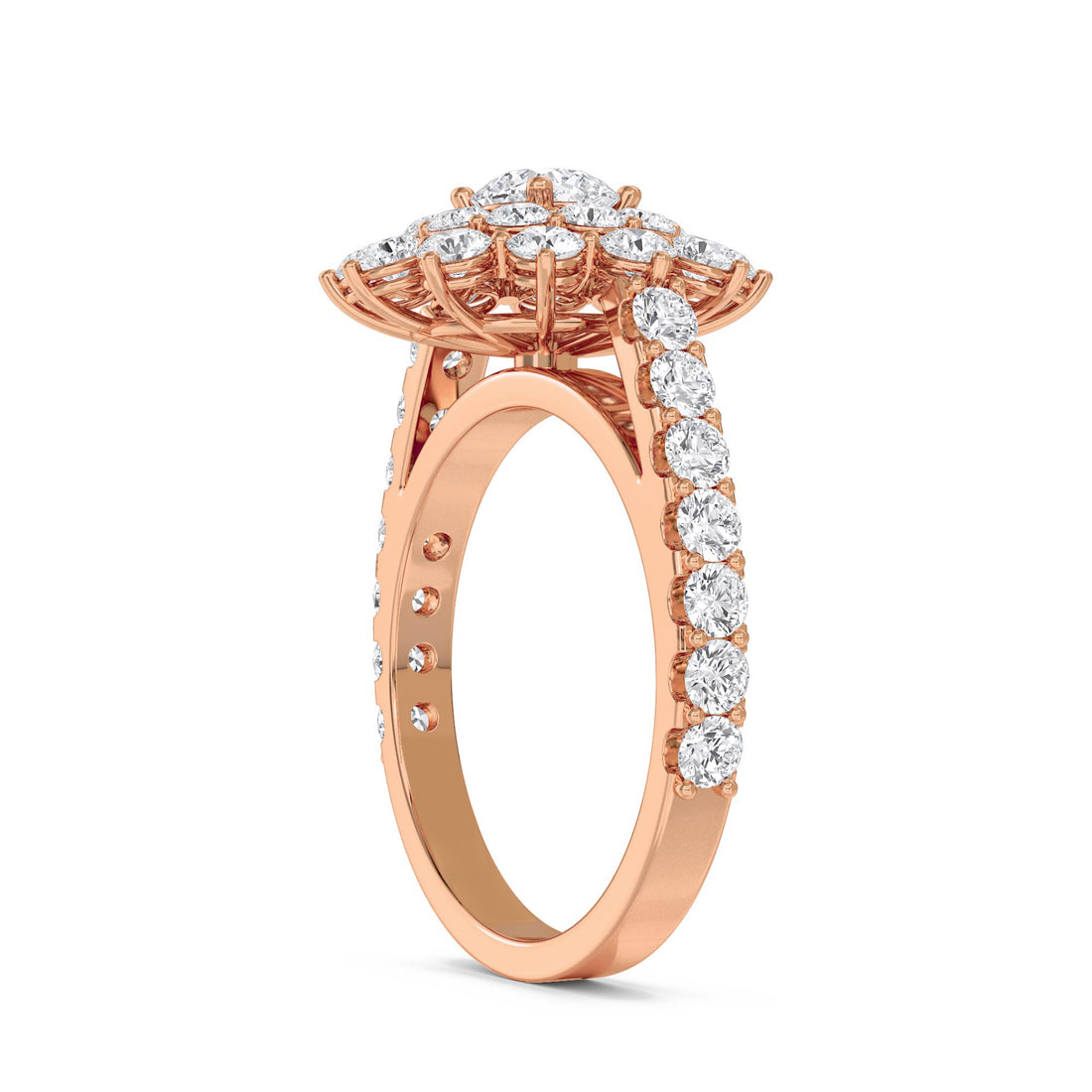 Round Lab Grown Diamond Cluster Halo Ring