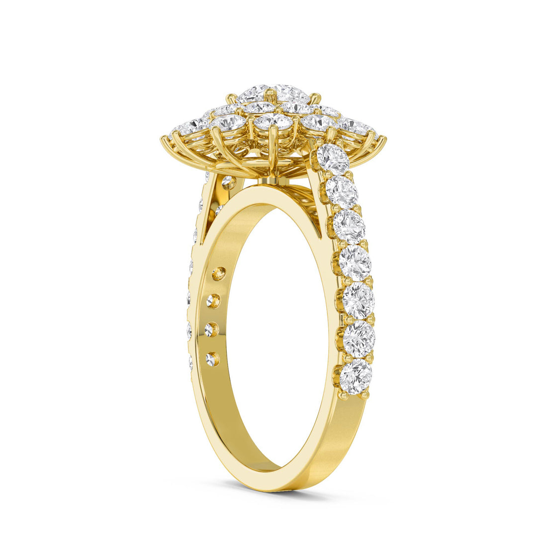 Round Lab Grown Diamond Cluster Halo Ring