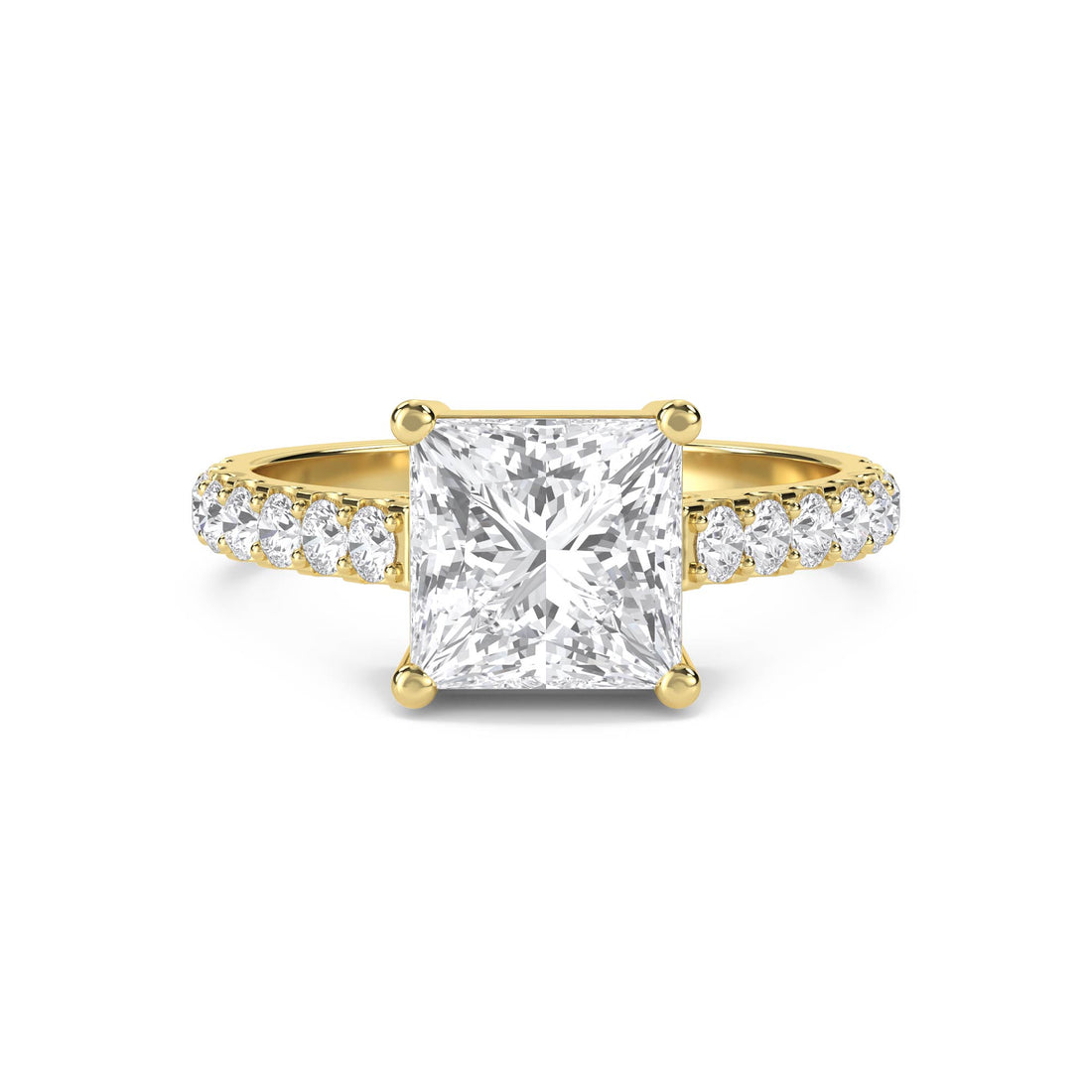 Princess Cut Lab Grown Diamond Solitaire Ring with Pavé Band - image 1