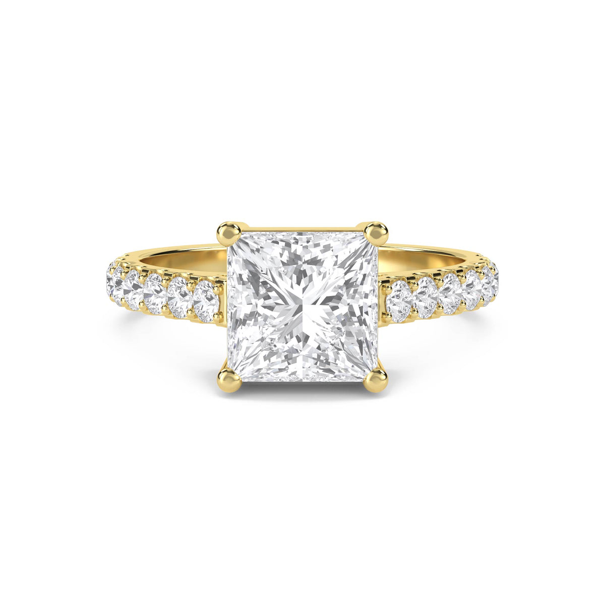 Princess Cut Lab Grown Diamond Solitaire Ring with Pavé Band - image 1