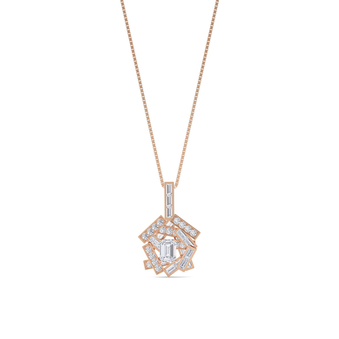 Emerald Cut Lab Grown Diamond Cluster Pendant