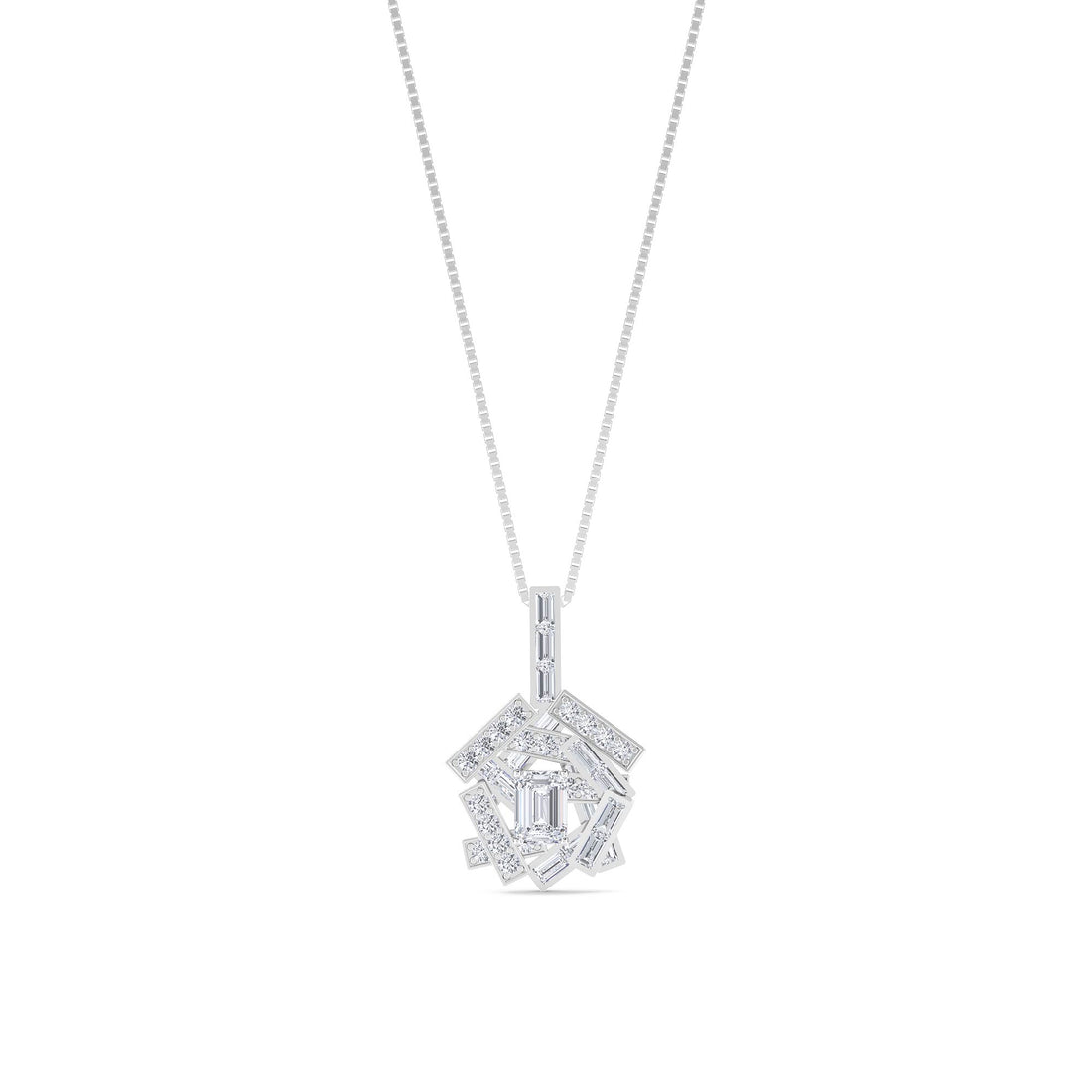 Emerald Cut Lab Grown Diamond Cluster Pendant (Silver) - image 1