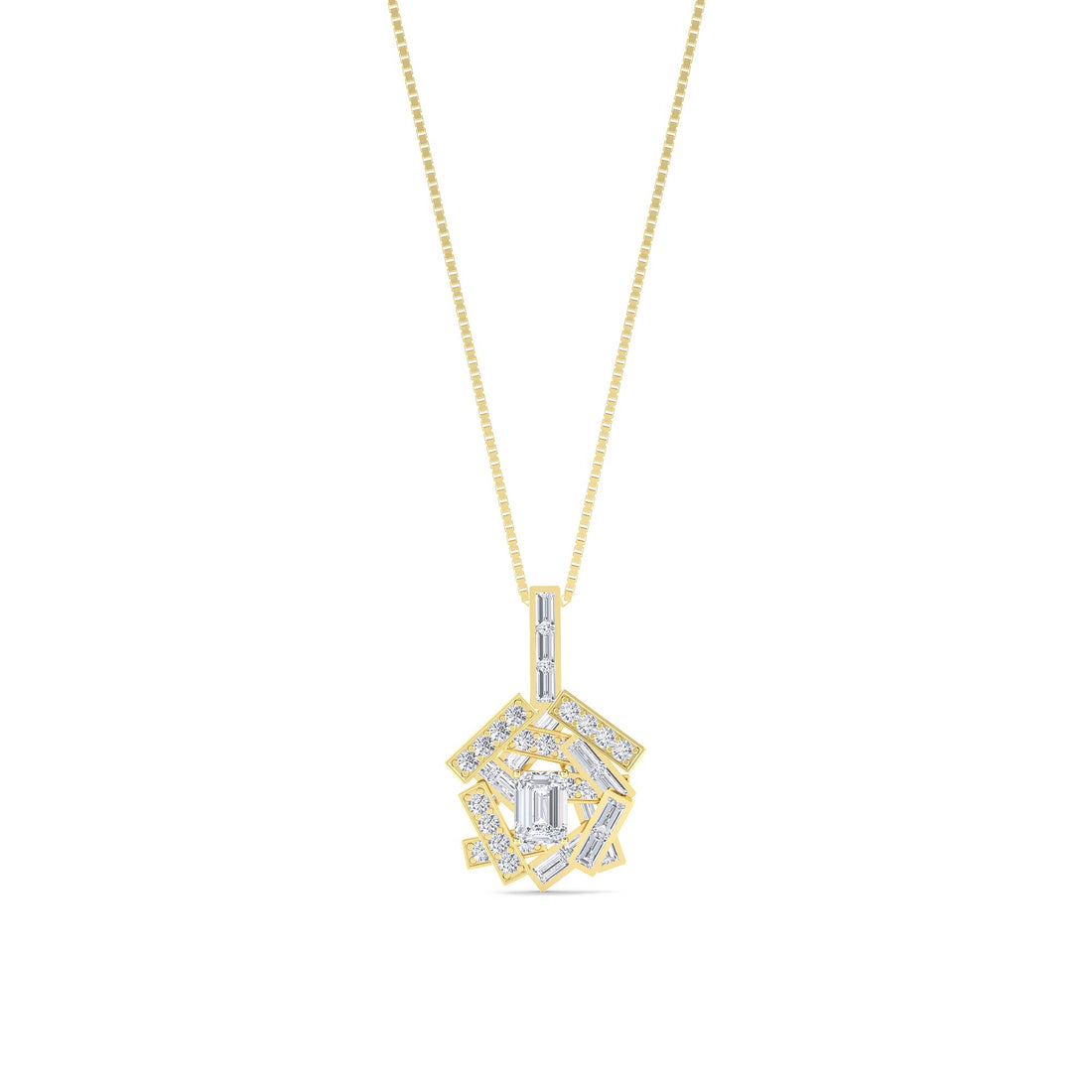 Emerald Cut Lab Grown Diamond Cluster Pendant - image 1