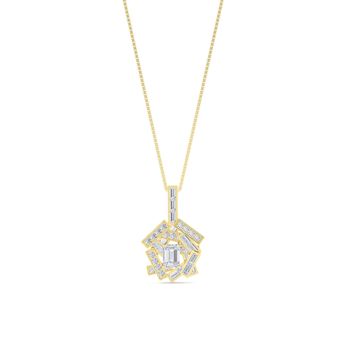 Emerald Cut Lab Grown Diamond Cluster Pendant - image 1