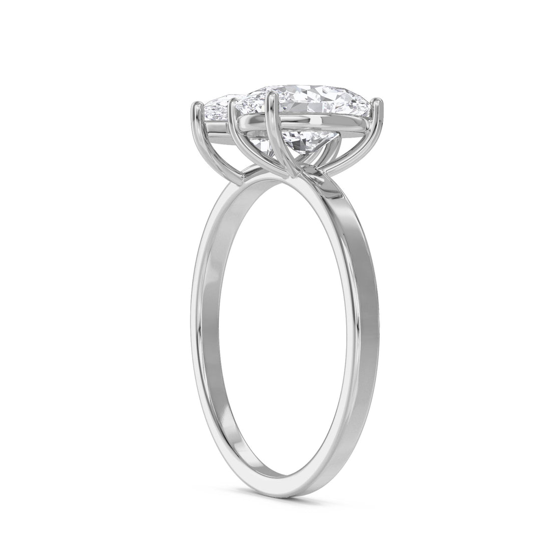 Pear & Oval Toi et Moi Diamond Ring (Silver) - image 1