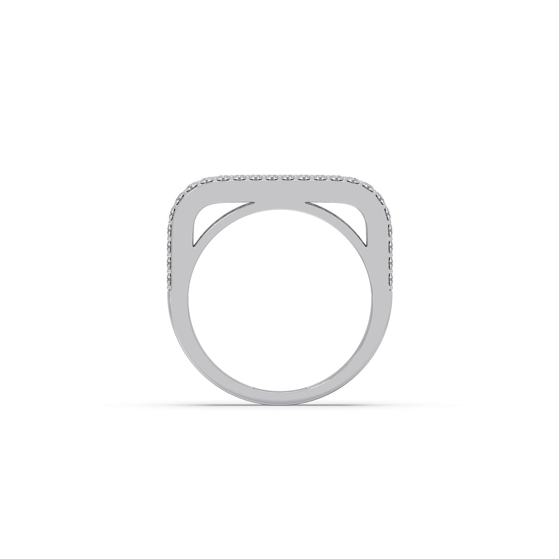 Baguette & Round Diamond Statement Band Ring (Silver)