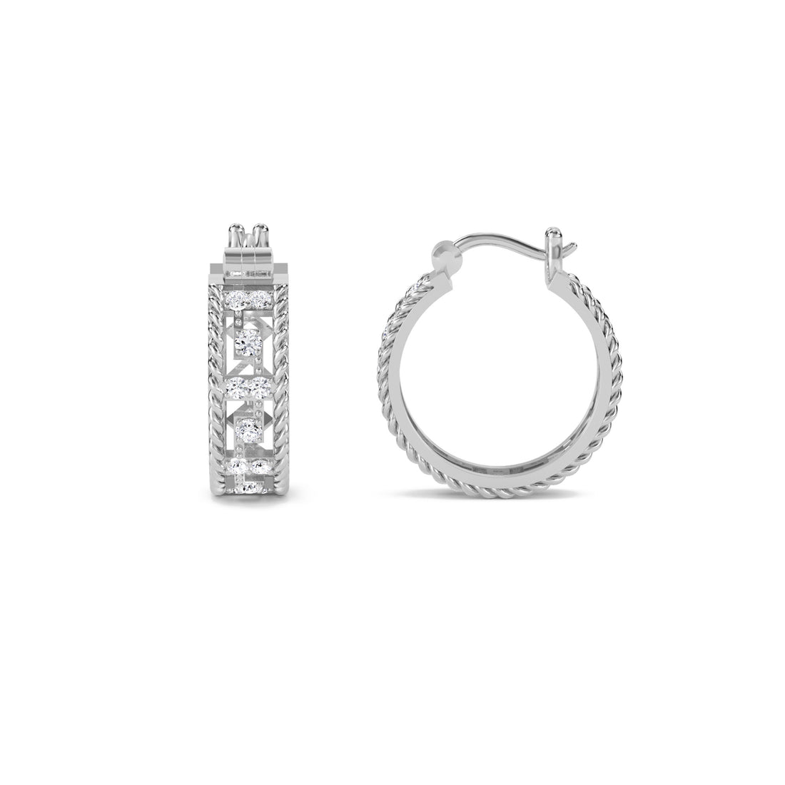 Lab Grown Diamond Delicate Hoop Earrings (Silver)